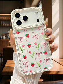 Süße Handyhülle mit Erdbeer- und Tulpenmotiv, ästhetische Handyhülle mit Blumenmuster, , süße Schutzhülle, langlebiges Design für Teenager und junge Erwachsene, kompatibel mit iPhone 17promax/17pro/17/iPhone Air/16promax/16pro/16plus/16/15promax/15pro/15plus/15/14promax/14pro/14plus/14/13promax/13pro/13/12promax/12pro/12/11promax/11 - Schwarz(black) - Übersicht 5