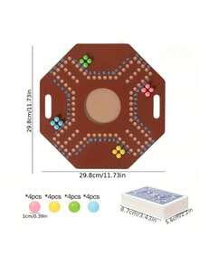 Juego Jackaroo, 4 jugadores, juego en árabe/inglés, juego de estrategia, el tablero de ajedrez es de madera resistente, color nogal, tamaño: 40*40*1,2 cm / 15,8*15,8*0,5 pulgadas, color de las cuentas aleatorio