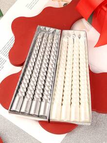 1 Bộ Nến in hình Giáng sinh/Chân nến có gân, Nến lãng mạn cho bữa tối, Thích hợp để trang trí nhà cửa, tiệc tùng, trang trí bàn ăn, quà tặng ngày lễ, bữa tối, tiệc/sự kiện, thư giãn/thiền định, ánh sáng tạo không khí, trang trí Giáng sinh, trang trí phòng, quà Giáng sinh - Nhiều màu - Xem 3