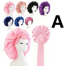 1/2/3pcs Silk Sleep Cap, Satin Hair Cap, Soft Elastic Silk Sleep Cap, Curly Hair Silk Hair Cover (Black & Gold) - Multicolor - View 10