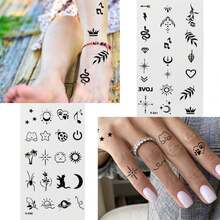 200 Tatuajes Temporales Pequeños Dibujos Animados Tatuaje Falso Pegatinas Resistente Al Agua constelaciones de estrellas lunares, brújula de música, líneas de anclaje, flores para niños, adultos - 1 - Ver 6