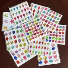 Assorted Gem Crystal Diamond Cartoon Stickers, High-Quality Acrylic Material DIY Rhinestone Stickers, Vibrant Colors, Easy To Peel And Stick, Suitable For Water Bottles, Cups, Face, Nails, Phones, Laptops, Furniture, Refrigerators, Guitars, Skateboards, Party Favors, Birthday Rewards, Crafts And More (Random Colors)