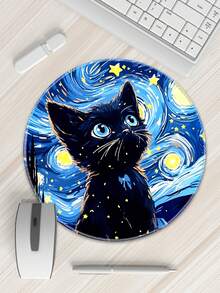 1 件黑猫和星空橡胶防滑游戏鼠标垫，适用于台式电脑/笔记本电脑办公室 - 藍色 - 查看 7
