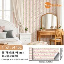 15.75x47.24/141.73/188.98 Inch, 1 Roll/1 PC, Superstiker Creative Floral & Striped Pattern Peel And Stick Removable Vinyl Wallpaper, High Definition, No Residue, DIY For Living Room, Bedroom, Wardrobe, Cabinet, Home Decor Wall Paper Wall Stickers Wall Decor Room Decor Wallpaper Peel And Stick - Multicolor - View 14