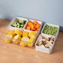 MineSign 2Pack Divided Snackle Box With Lids Stackable Food Serving Tray For FruitandVeggie Plastic Fridge Storage Container For Pantry Freezer Clear Snack Box For Meal Prep Candy Nuts Spice - 1 包 - 查看 7