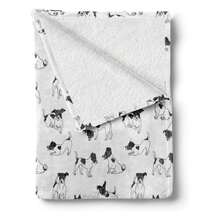 Dog Lover Throw Blanket, Sketch Style Hand Drawn Jack Russell Terrier Doodles In Various Stances Purebred, Flannel Fleece Accent Piece Soft Couch Cover For Adults, Grey Black Halloween Room Decor, Classroom, Office, Home Decor, Soft Decorative Throw Blanket Fleece - 彩色 - 查看 2