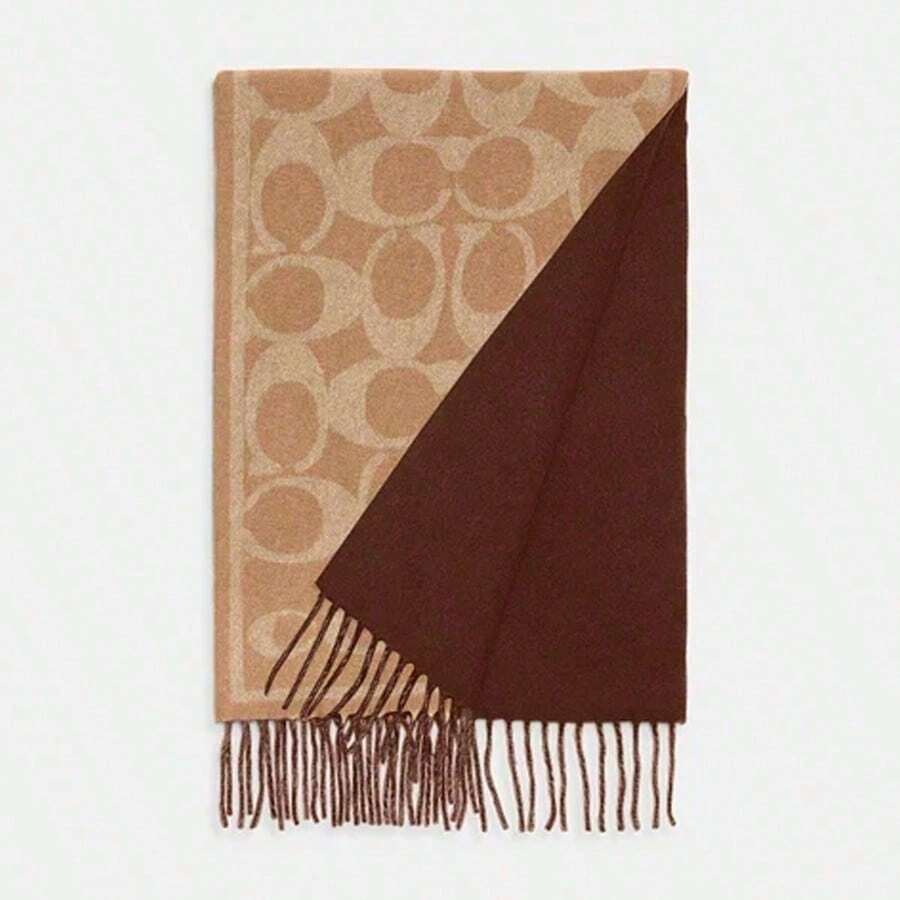 Coach 1 Stück Damen Schal, 4623-LRD, modischer Quasten-Schal für Herbst und Winter, Stern-Buchstaben-Muster, weich und angenehm, dick und lang, geeignet für Outdoor-Camping, Klimaanlagen-Räume, als Geschenk für sie. Internationaler Kindertag, Weihnachten.