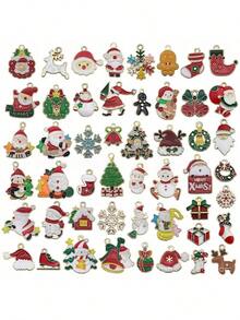 33pcs Mini Acrylic Christmas Decorations, Flat Hanging Ornaments, Miniature Christmas Trees, Figurines With Golden Embroidery Thread, Suitable For Christmas, Home, Party Decoration (Random Styles) - Multicolor - View 9