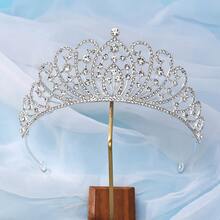 1 Peça Acessório de Coroa Feminina com Padrão Xadrez, Simples, porém Elegante. Confeccionado em Liga de Zinco Durável com Aplicações de Strass, Perfeito para Ocasiões Formais, Casamentos e Trajes de Festa.