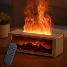 SULVGO 150毫升超声波壁炉香薰机，7种火焰模式，遥控器，自动断电，适用于家庭和办公室 - 彩色 - 查看 14