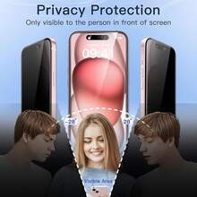 JETech Protector Pantalla de Privacidad para 15 Pro 6.1 Pulgadas, Antiespia Mica Cristal Vidrio Templado con Marco de Instalación Fácil, 2 Unidades - iPhone 15 - Ver 4