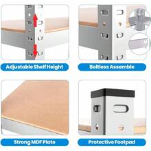 Estanterias Almacenaje, 180 X 90 X 40 Cm, Metalicas, Galvanizadas, Material MDF, Para Hogar, Trastero, Garaje, 5 Adjustable Baldas, Maximum Cargo 875 Kg (2 Units) - 1 Unidad - View 4