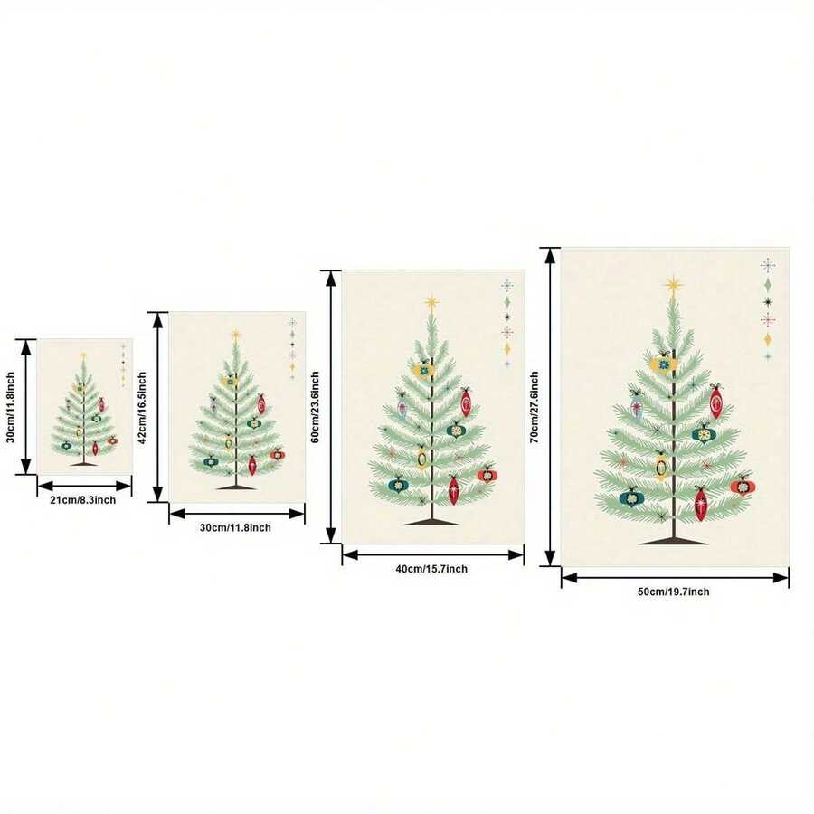 Vintage Christmas Tree Canvas Art Poster - Frameless Wall Decor For Living Room, Bedroom & Home Office - Modern Classic Style