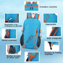Mochila Ligera y Compacta para Viaje, Mochila plegable,Mochila Impermeable, Ligera para Senderismo Montañismo Escalada, Viaje, Ciclismo,Campismo Deportes al Aire Libre(plegable) - azul - Ver 5
