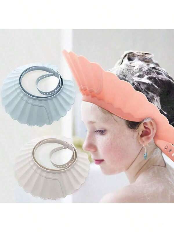 1 Pc Baby Shower Cap Shield, Pink Bathing Cap Bath Hat Bathing Silicone Protection, Soft Adjustable Visor Hat For Protector Head Eye Ear