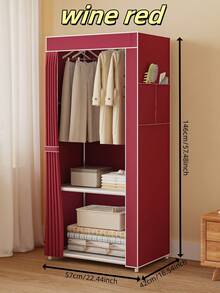 1pc Simple Wardrobe Closet, Bedroom Storage Cabinet, Large Capacity, Sturdy And Durable Hanging Clothes Closet