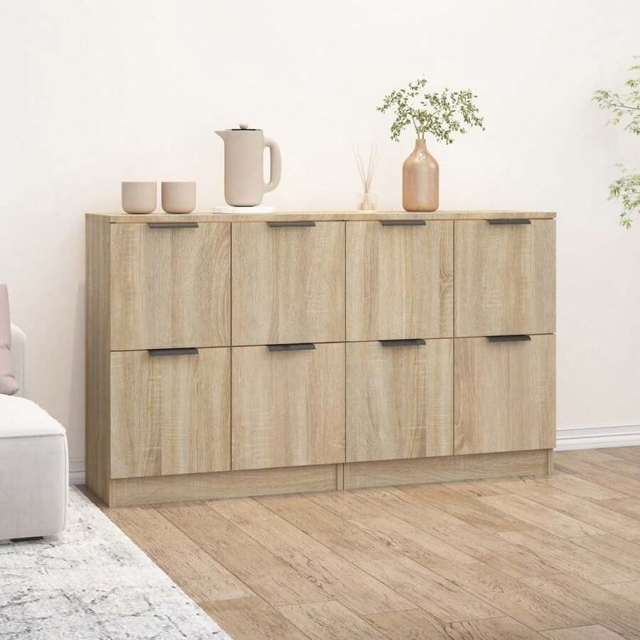 Larryhot Credenze 2 pezzi Sonoma Oak 60x30x70 cm Legno ingegnerizzato, resistente, facile da montare, ideale per la decorazione della casa - Castano - Visualizzare 1