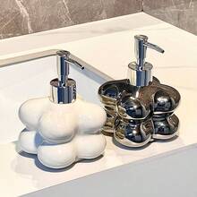 Wysokiej jakości, posrebrzana, matowa, ceramiczna butelka z dozownikiem, nowoczesna butelka do wystroju łazienki, dozownik do mydła w płynie do zlewu domowego, butelka wielokrotnego napełniania kosmetyków do toalet publicznych, hotele