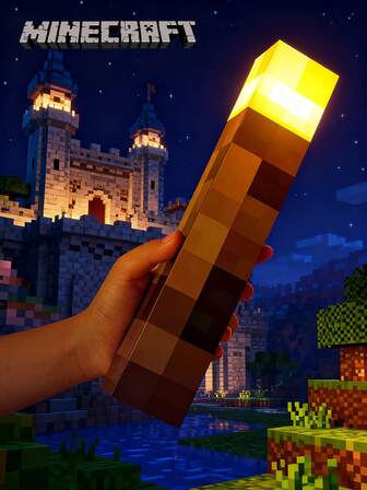  1 pieza Decoración de dormitorio con antorchas y luces de pared, Minecraft de cuatro colores/monocromo recargable por USB, linterna de 11 pulgadas de cuatro colores/amarilla con cable de carga, luz nocturna, luz de ambiente decorativa, linterna, luz de ambiente LED para dormitorio, sala de juegos, pasillo, decoración del hogar, regalos y colecciones de juegos electrónicos, decoración de fiestas, pequeños regalos de Navidad