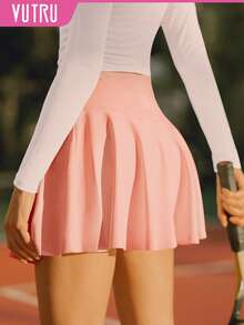 VUTRU女士經典網球裙，帶口袋和內置短褲，雙層防曬運動裙