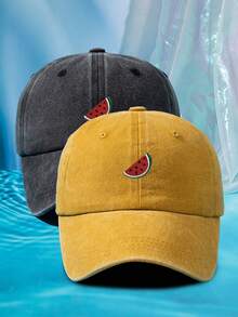 1 件男女通用西瓜刺绣可调节尺寸柔软透气休闲运动棒球帽，户外时尚复古帽子，适合日常佩戴，四季皆宜 - A - 查看 21