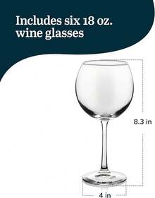 Copas de vino tinto redondas Vina (Juego de 6), 18 1/4 oz, Transparentes - 1 - Ver 2