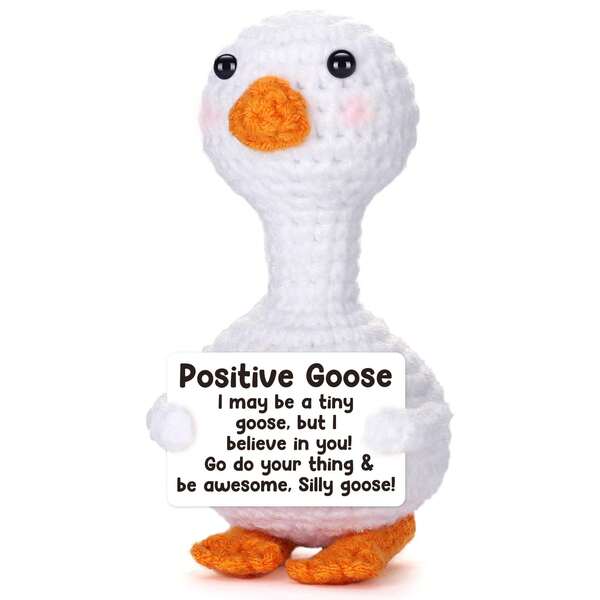 Funny Positive Penguin Gift, Mini Cute Plush Positive Shark Duck Desktop Decoration Ornaments With Positive Energy Card, Cheer Up Gift To Encourage Friends, Bedroom Desk Decoration, A Good Gift For Valentine's Day, Christmas And Birthday.