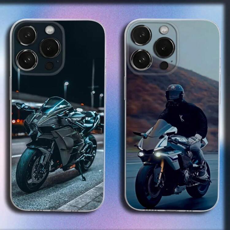 Funda de teléfono Bike Moto Y-Yamahaes compatible con  16,15,14,13,12,11 Plus,Pro,Max,XR,XS,X,Plus,SE,Mini, funda transparente suave, compatible con funda  17, funda  17 Pro, funda  17 Pro Max - z5 - Añade 2