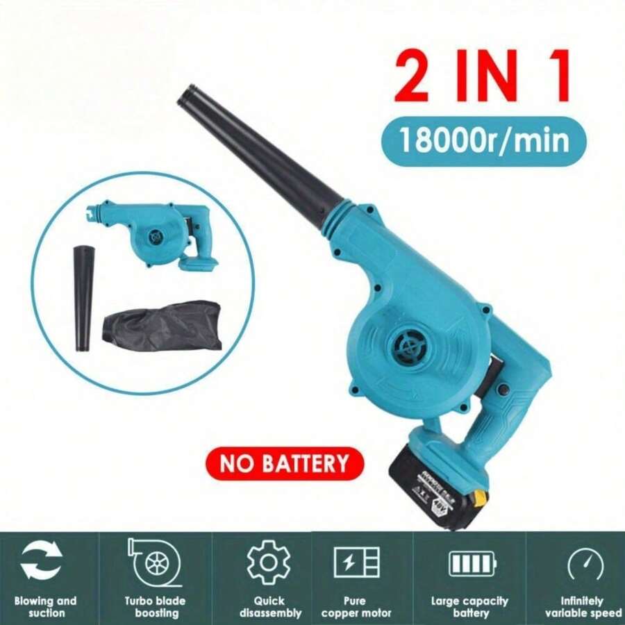 21V 2-In-1 Cordless Leaf Blower Vacuum Cleaner Body,Makita-Compatible, Perfect Dusting Tool For Outdoor Lawn Leaf Blowing, Indoor Dust & Debris Cleaning, Lightweight Replacement Accessory