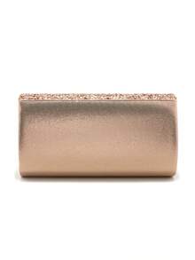 Gift Love Holiday Date Silver Clutch Bags V Metal Chain Glitter Sequined Evening Bags Envelope Party Wedding Casual Lady Handbags Banquet Dinner Purse - Champagne - View 3