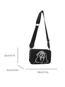 1 Stück Halloween Totenkopf Muster Damen Umhängetasche Umhängetasche Quadratische Tasche Mini Handytasche Kosmetiktasche, Halloween Geldbörse, perfekt für Halloween Partys, Halloween Mode & Gothic Mode, beste Halloween Geschenke für Frauen, perfekt passend zu Halloween Kostümen für Frauen