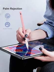 90mAh Capacity Stylus Pen With Anti-Mistouch And Tilt Sensing Features, Compatible With IPad 10 (10.9-Inch, 2022), Air 4/5/6/M4, IPad A16 (11-Inch, 2025), IPad Air 11/13-Inch (M3/M2), IPad Pro 11/12.9-Inch - Gradient Pink - Baby Pink - View 6
