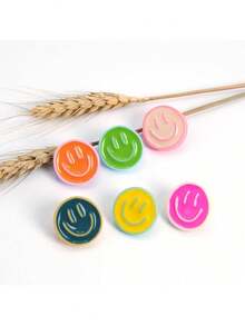 6pcs/12pcs Random Face Decorative Push Pins, Cute Bulletin Board Pins, Cork Board, Office Organization Or Home Decor Pins - Multicolor - View 4