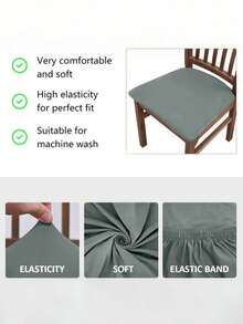 1pc Solid Color Elastic Milk Silk Chair Cover, Dust-Proof Chair Slipcover, Hotel & Home Decor - Multicolor - View 7