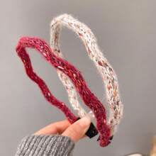 DOU LE 波浪针织发带 - 纯紫色波西米亚风涤纶，美妆，发箍