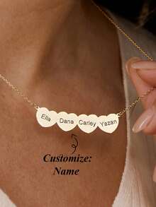 Dây chuyền mặt dây chuyền hình trái tim khắc tên theo yêu cầu, mặt dây chuyền hình trái tim cá nhân hóa từ 1-4 chữ cái, trang sức nữ, khắc độc đáo từ 1-4 tên khác nhau, dây chuyền mặt dây chuyền hình trái tim bằng thép không gỉ mạ bạc/vàng, thích hợp làm quà tặng sinh nhật, Ngày Valentine, Halloween, Giáng sinh. - Nhiều màu - Xem 1