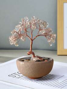 1 件水晶树装饰、圣诞桌面装饰礼物、家居装饰、办公桌装饰、派对礼品、卧室装饰、办公室装饰、房间装饰、房屋装饰、办公桌配件、桌面装饰、优秀的教师礼物、办公桌用品、粉色装饰、水晶饰品、婚礼用品