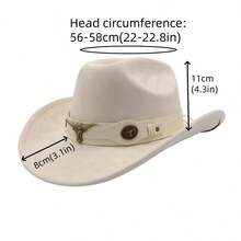 Sombreros vaqueros retro de ala ancha estilo fedora para mujer y hombre - marrón café - Ver 7