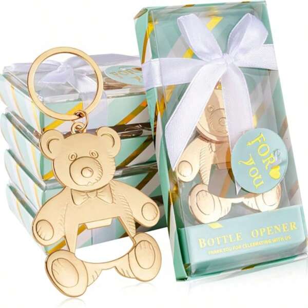Abridor de botellas para regalo de baby shower, abridor de botellas con oso de peluche, regalo de boda, regalo de baby shower, regalo de fiesta y suministros de decoración de fiesta