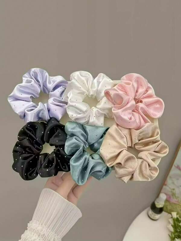 6pcs Elegant Rhinestone Satin Hair Scrunchies - Sparkling Crystal Hair Ties For Women, Soft Fabric, Perfect For Updos, Ponytails, And Buns, Hair Accessories, Bun Securing Bands, Satinlike Texture,Fall,Hair,Hair Accessories,Accessories,Hair Accessories For Women,Travel,Hair Accessories,Accessories Women,Hair Accessory,Hair Accessories Women,Hair Tools,Hair Stuff,Stuff,Beauty Accessories
