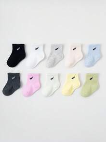 10双男女通用婴儿袜，可爱舒适，弹力运动袜，适合幼儿 - 彩色 - 查看 2