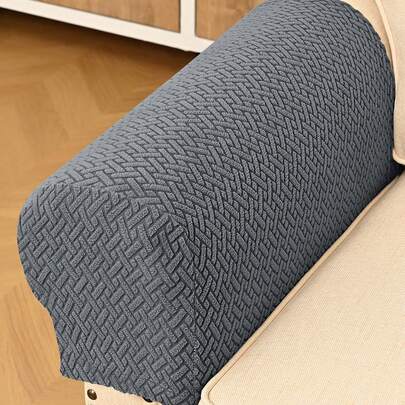 2pcs Jacquard Plush Sofa Armrest Covers, Stretchy Polyester Fleece All Season Sofa Armrest Protectors, Decorative