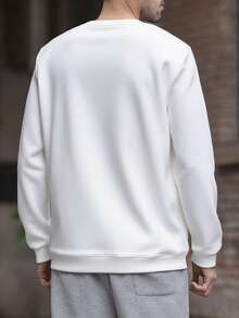 GRDR Men's Solid Color Long Sleeve Casual Loose Fit Crew Neck Sweatshirt