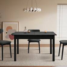 SUN YEE 160cm Extendable Dining Table Wooden Rectangular Kitchen Table Black - Black - View 2