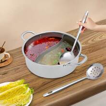 Hot Pot Stainless Steel Hot Spot Chef With 2 Tablespoons Partition And Lid - Default - View 5