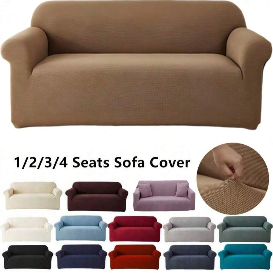 1PC 1/2/3/4 Seats Elastic Corn Grain Sofa Cover Solid Color Anti Slip Living Room And Bedroom Sofa Cover Dustproof Sofa Cover Sliding All Inclusive Four Season Sofa Cover Detachable Sofa Cover Home Decoration Suitable For Sofas 90-125cm(35-49in) Long / 2 Seat :Suitable For Sofas 145-170cm(57-67in) Long / 3 Seat :Suitable For Sofas 190-210cm(74-83in) Long / 4 Seat :Suitable For Sofas 235-280cm(92-110in) Long