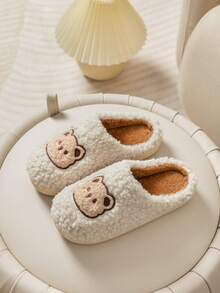 Damen süße Cartoon Bär Plüsch Hausschuhe, rutschfest, verschleißfest und bequem warm für Herbst/Winter zum Tragen in Innenräumen