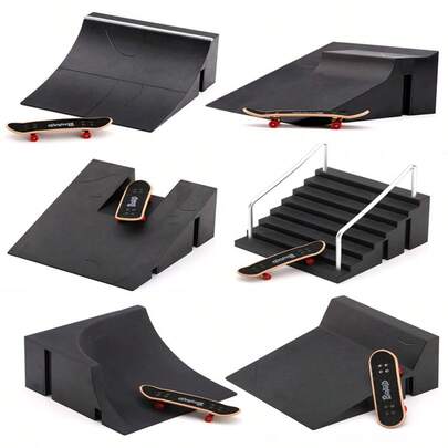 Fingertip Toy 6-In -1 Finger Skateboard Red Arena, The Latest Red Model, New Arena, Multi-Module Can Be Combined, With Finger Status Board Kit Slope Sliding Stair Track Ramp, With Finger Pants And Finger Roller Skates (Finger Skateboard In Random Color Sent), Suitable For Birthday Gifts, Holiday Gifts
