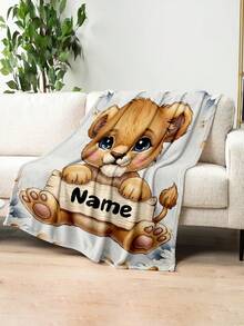 1 Peça Cobertor Personalizado com Nome para Cama, Multiuso para Sala de Estar, Sofá, Praia, Camping, Animal de Estimação, Cobertor de Roupa de Cama com Texto Personalizado para Família/Animal de Estimação/Casal, Presentes de Aniversário, Presente para Amigo, Presente para Ela, Presente para Filho/Filha, Decoração de Quarto, Aconchegante - Estilo 1 - Visão 2
