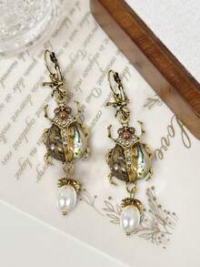 2pcs Vintage Exaggerated Insect Metal Pendant Earrings, Suitable For Women's Daily/Activity/Party Wear - Multicolor - View 3